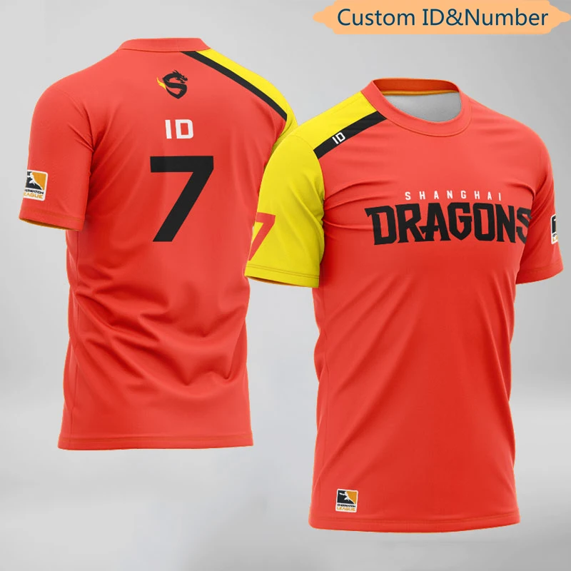 

OWL E-Sports Player Jersey Uniform Team Dragons Jersey Customized Name Fans Game T Shirt Men Women Custom ID Tees Shirt