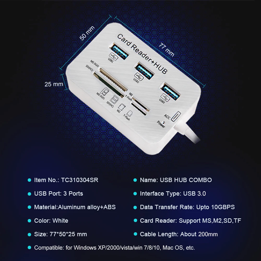 usb-концентратор 3,0 type C концентратор 3 порта SD/TF карта USB разветвитель usb-концентратор 3,0 адаптер Аксессуары для ноутбуков hab USB для ПК компьютера