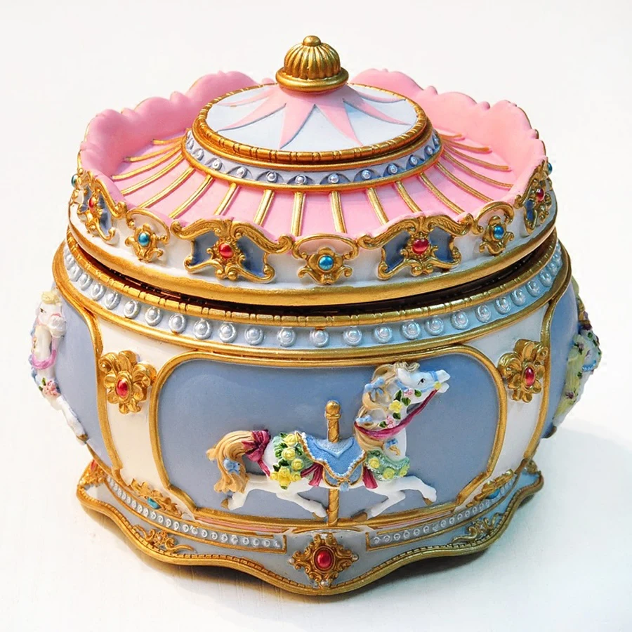 New Lovely Carousel Music Box with Sound Control LED Flash Lights Creative Birthday Valentine's Day Gifts for Girl Friend Kids music box carousel music box