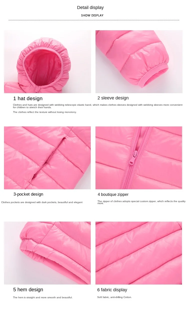 Kids Hooded Down Jacket - Warm Autumn Winter Coat for Boys and Girls