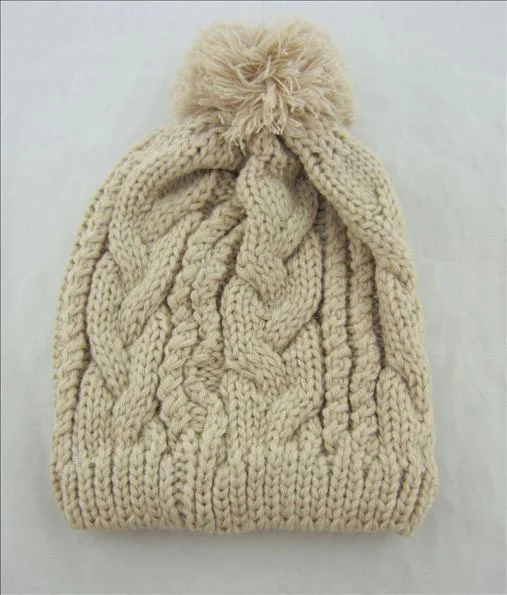 beige hat Новинка, мужские зимние шапочки для женщин, шапка, шапочка с помпоном, мужская вязаная шерстяная шапка с ушками, теплая шапка Skullies - Цвет: beige hat