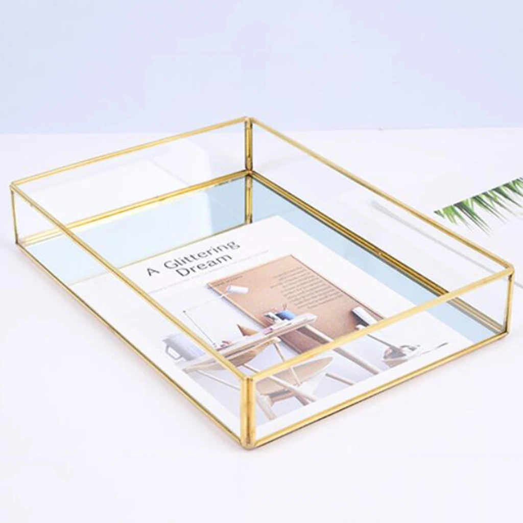 Nordic Retro Glass Storage Tray Cosmetic Jewelry Tray for Earrings Necklace Ring Pendant Bracelet Makeup Display Storage Box