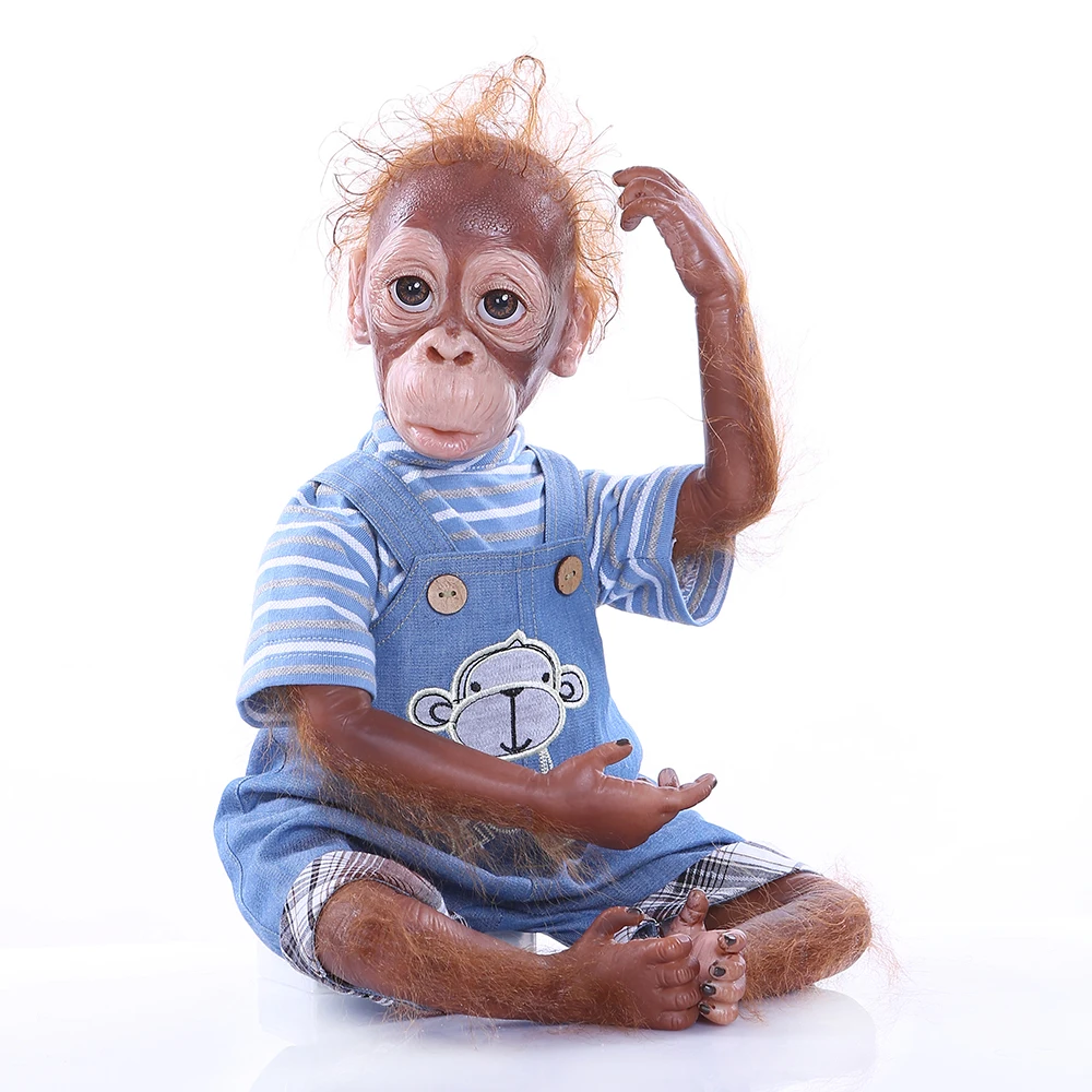 NPK 21 дюймов artist made reborn Monkey кукла реалистичный орангутан очень мягкий, силиконовый, гибкий Коллекционная художественная Кукла reborn