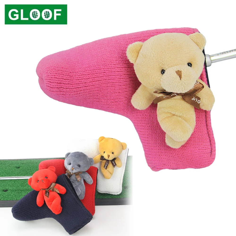 

1Pcs Standard Size Golf Putter Headcover Knit Cute Bear Golf Club Head Cover Golf Putter Sleeve Applicable to Most Putters