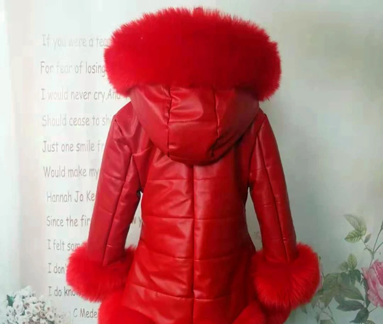 Куртка для девочек-подростков; осенне-зимняя куртка для девочек; пальто с мехом; детская кожаная куртка; детская верхняя одежда; одежда из меха и кожи; TZ424