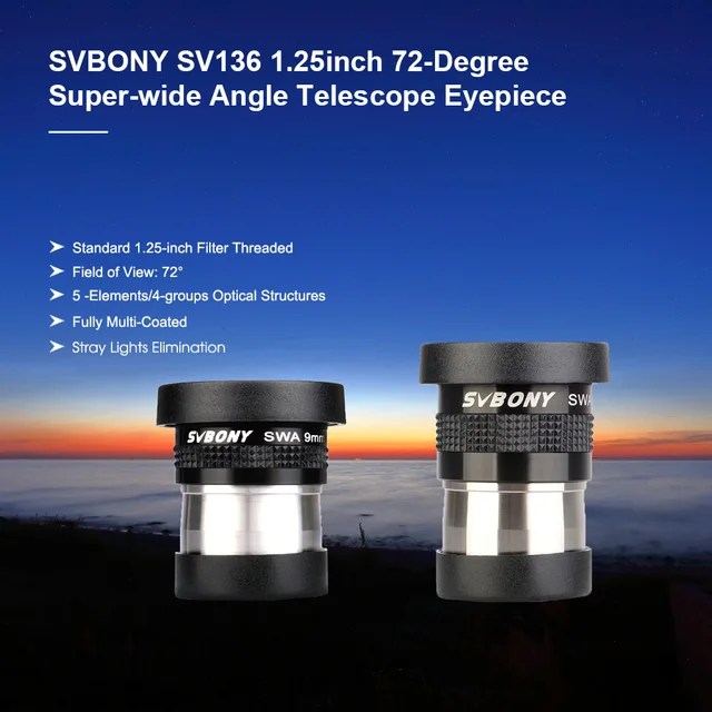 Oculare Telescopio Svbony 18mm 72° Grandangolare - 1.25" FMC, Per Telescopi Astronomici - Foto 2
