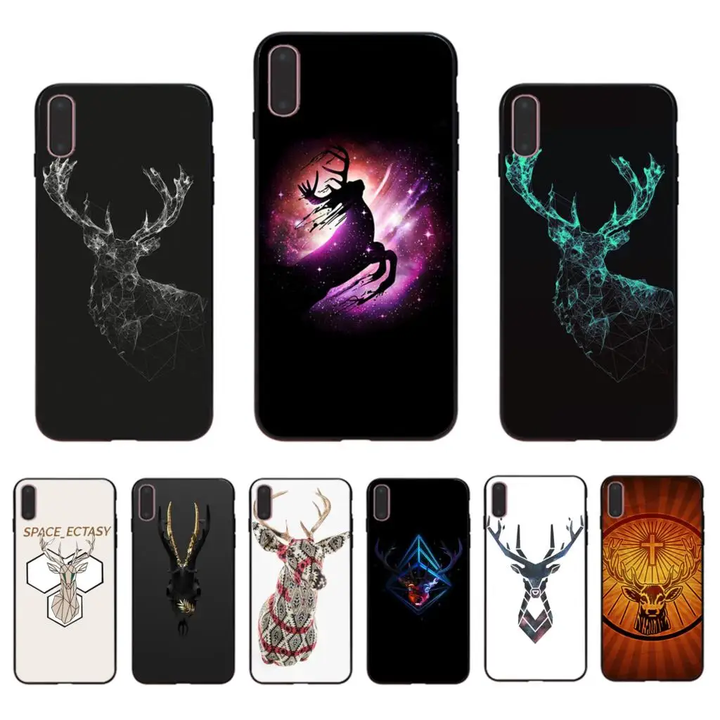 

Soft TPU phone case for iphone 7 8 11 pro XS max 6s 6 plus cover x xr 5s 5 10 se Silicone shell Deer antler pattern Funda Coque