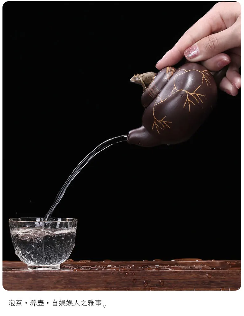 Lotus Pond Moonlight Clay Tea Set Raw Ore Mud Material Summer Interest Pot Entirely Handmade Yixing Clay Teapot a Generation of