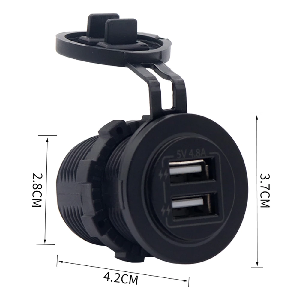 Двойной USB Зарядное устройство гнездо Водонепроницаемый Мощность выход 4.8A/5V Светодиодный индикатор для детей возрастом от 12/24V автомобиль лодки RV ATV Морской мотоцикл