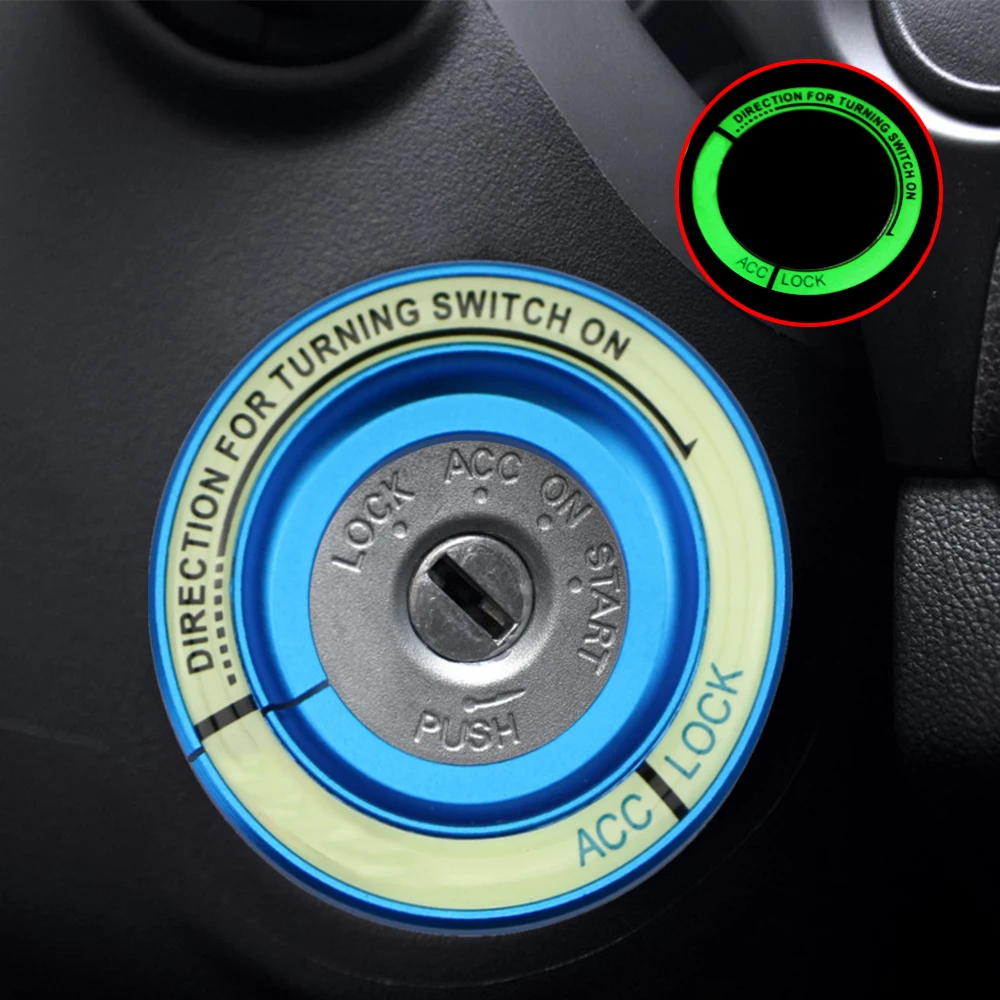 Luminous Stainless Steel Car Ignition Key Ring Switch Cover Sticker for