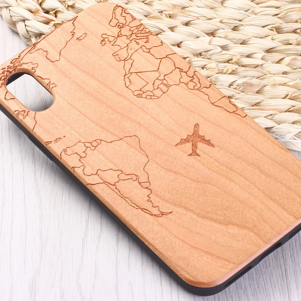 Чехол для телефона iPhone 6S 6Plus 7 7Plus 8 8Plus XR X XS Max 11 Pro Max с гравировкой для паспорта, полета, путешествия, Карта мира, деревянный чехол для телефона