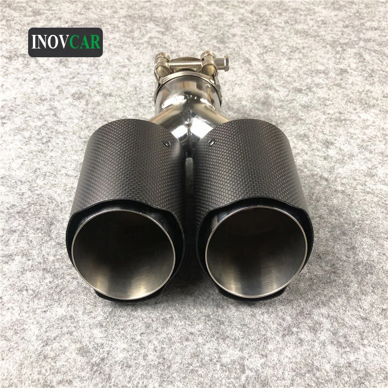 One Piece Double Matte Carbon Car Exhaust Pipes For Akrapovic Universal