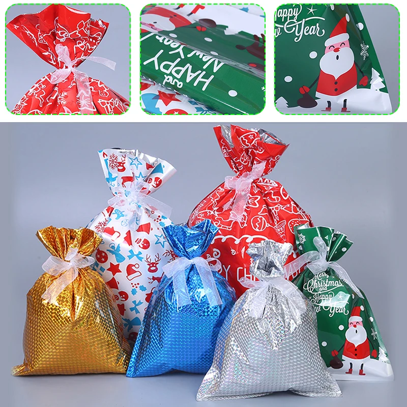 30pcs Christmas Party Bags Candy Gift Bag Packing Wrap Ribbon Tie Xmas Santa Bag