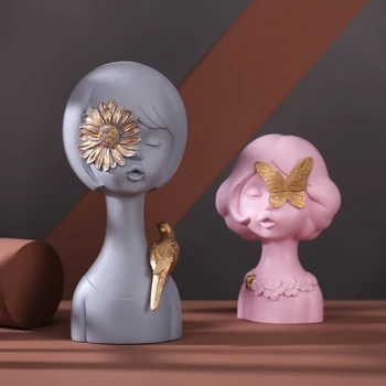 

Figures Abstract Girls Ornaments Home Livingroom TV Cabinet Figurines Crafts Children's Room Sculpture Decoration Sales Resin