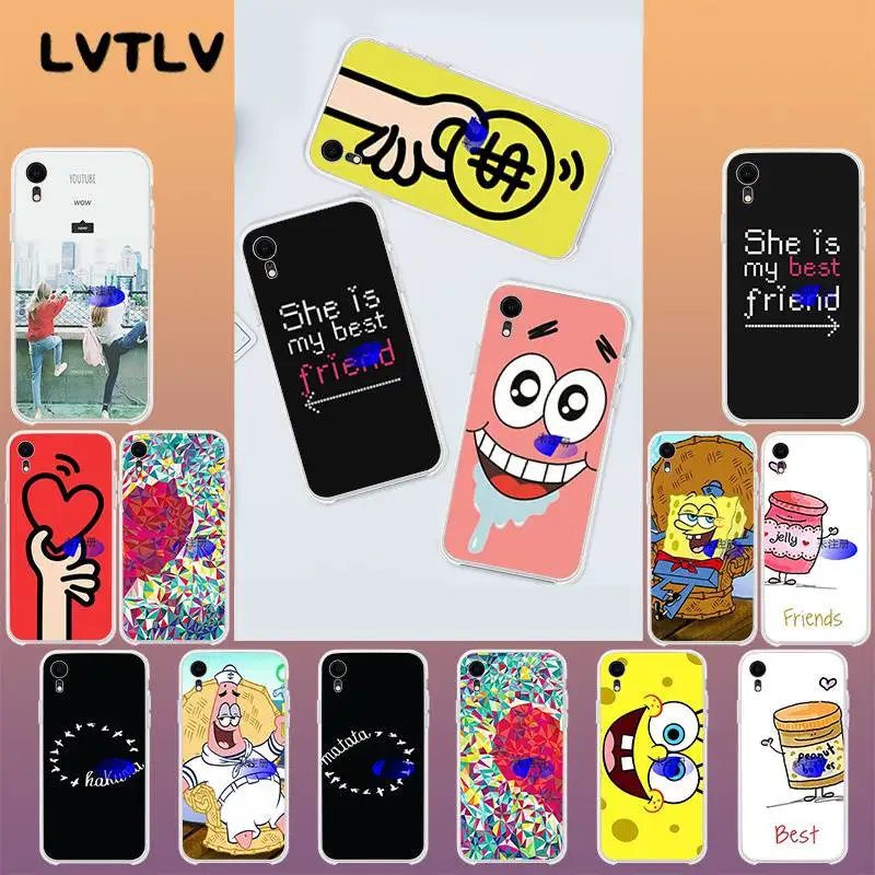 LVTLV BestFriends Forever BFF Губка Боб на заказ фото мягкий чехол для телефона iPhone 11 pro XS MAX 8 7 6