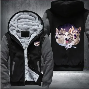 

Husky Family Mens Winter Hoodies Male 2020 Harajuku High Quality Casual Sweatshirts Zip Warm Sportswear Thicken Warm Outwear