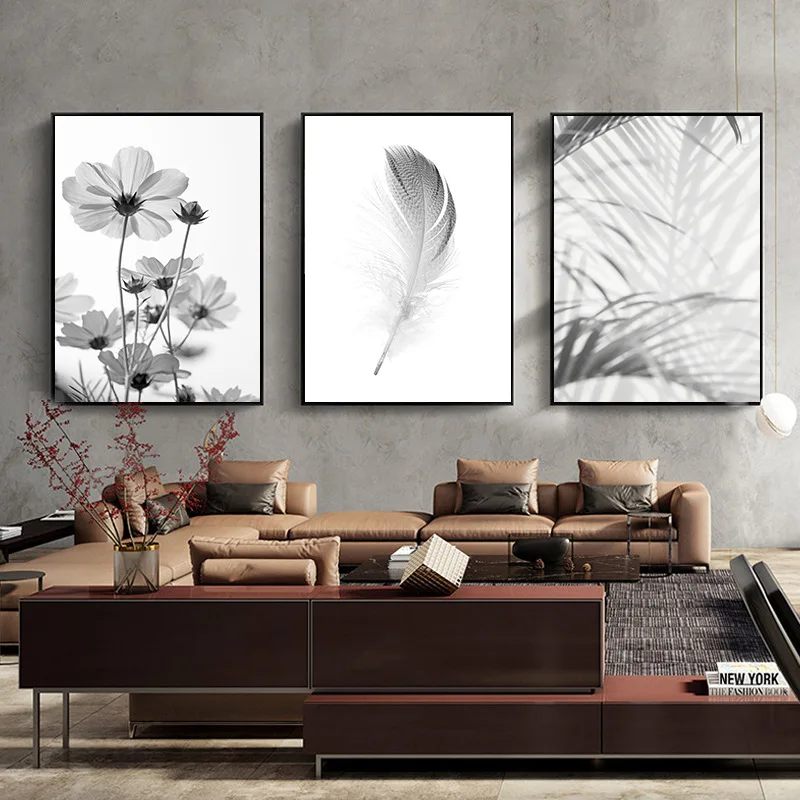 Posters-Black-And-White-Flower-Print-Fresh-Wall-Art-Feather-Dandelion-Pictures-Canvas-Living-Room-Decoration (1)