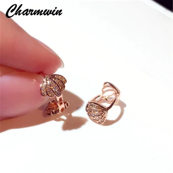

New Fashion Korean Hoop Earrings For Women Super Flash Rhinestone Shell Earrings Female