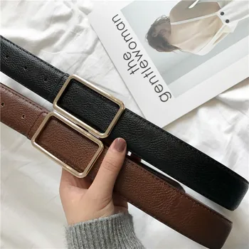 

(Ta-weo) Retro Korea style Women Leather Belts, Simple stylish Ladies Girls Smooth Buckle Belts