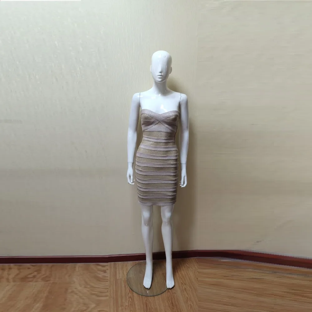 New Summer Strapless Sexy Mesh Patchwork Fashion Khaki Backless Bandage Dress Women Vestido Mini Club Dresses Celebrity