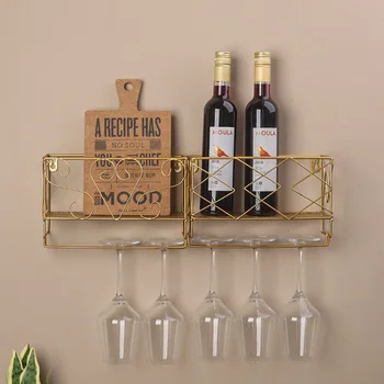 

New Iron Household Multifunction Practical Storage Racks Hook Type Kitchen Spice Wine Glass Holder Wall Decorative Hanging Rack