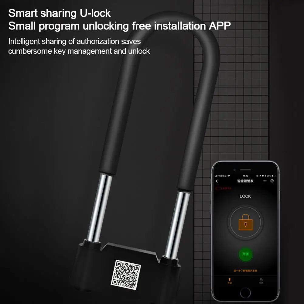 Bluetooth Smart U-lock Противоугонная стеклянная дверная Блокировка отпечатков пальцев приложение Умный Замок для мотоцикла Электрический Автомобиль Велосипед офис