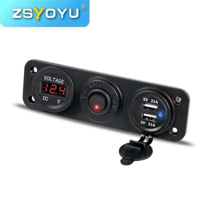 

12V to 5V USB Car Fast Charger Dual Car USB Adapter Mobile Phone Charger Socket 4.2A DC 12V USB Charger With Voltmeter Switch