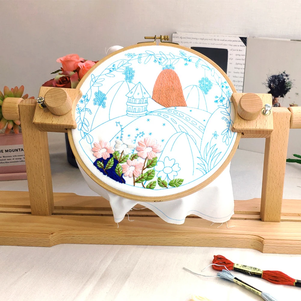 3/4Pcs Adjustable Portable Wooden Embroidery Hoop Stand Handmade Cross  Stitch Hoop Set Embroidery Ring Frame Embroidery Tools - AliExpress