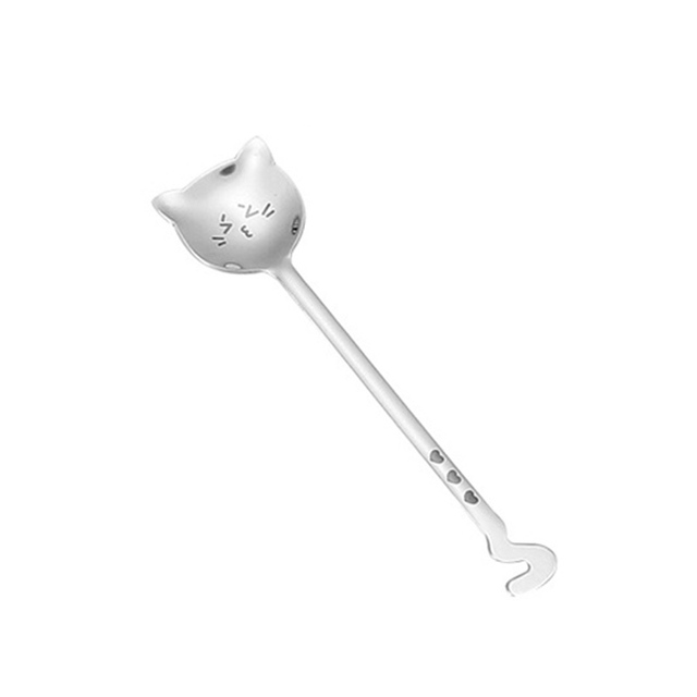 Funny Tea-Spoon For Coffee Long tail cat Coffee spoon Long Handle Spoon Birthday Gift 304 Stainless Steel Tableware