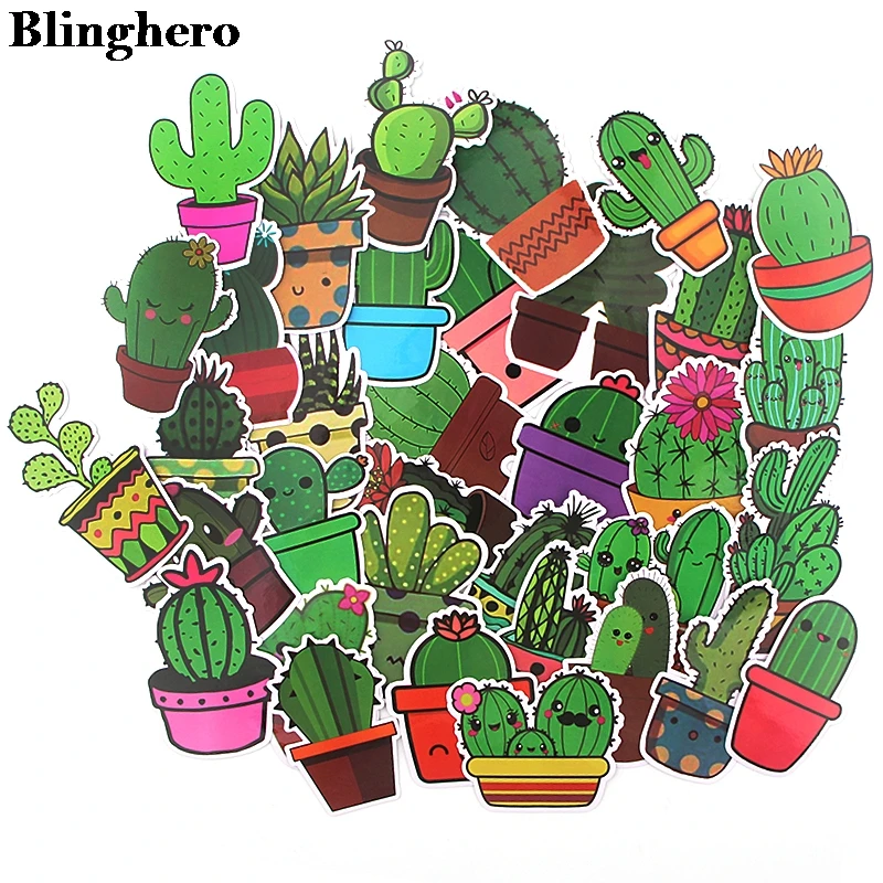 

Blinghero 36 pcs Cactus plant Waterproof Sticker fashion PVC scrapbooking Stickers for DIY Luggage Laptop Car Stickers ZC0132