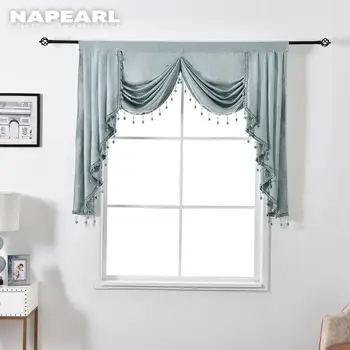 

NAPEARL 1 Piece Solid Valance Curtains European Style Elegant Home Decorative Pelmets For Living Room Windows Beads Luxury