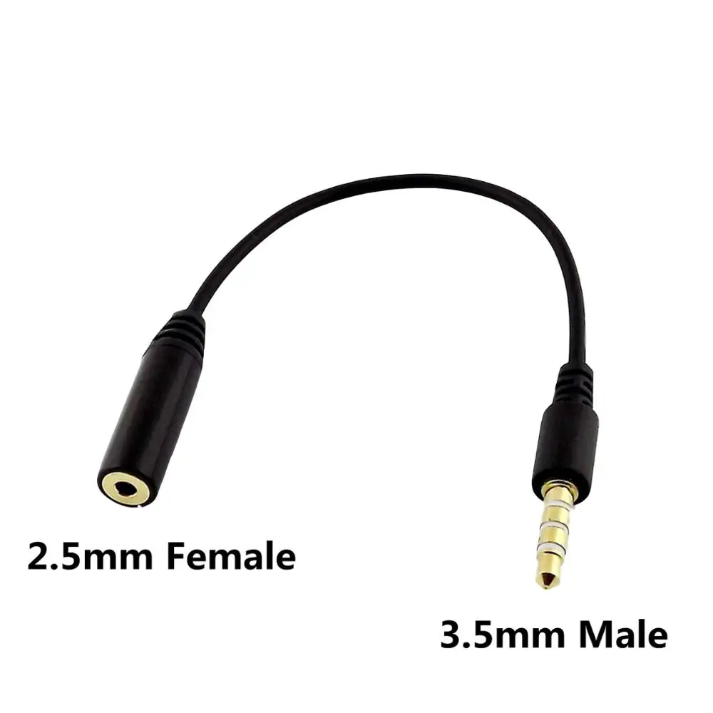 10X2.5Mm Femmina Stereo Martinetti A 3.5Mm 1/8 "4 Poli Maschio Per Cuffie Spina Audio Aux Adattatore M/F Connettore Del Cavo 15 Centimetri