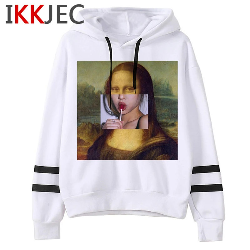 Мона Лиза эстетический Забавный мультфильм толстовки для мужчин/wo мужчин Harajuku Винтаж свитшот в стиле грандж теплый хип хоп Уличная Толстовка мужской/женский - Цвет: 1995