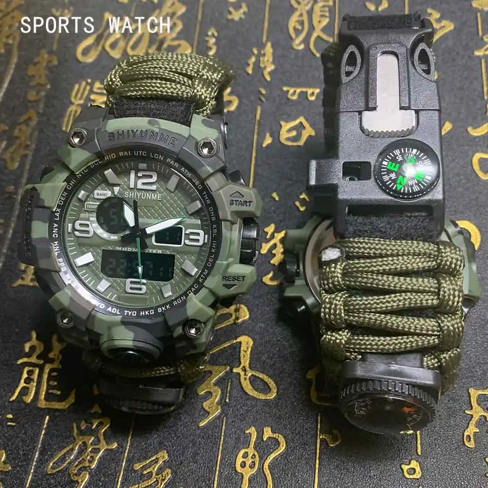 Military Sports Watch Men LED Digital Quartz Double Display