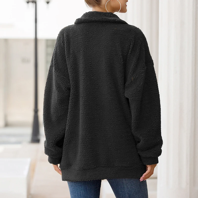 Зимняя теплая верхняя одежда Veste Femme пальто из искусственного ягненка женское пушистое повседневное пальто из искусственного меха Женское пальто из мохнатого флиса