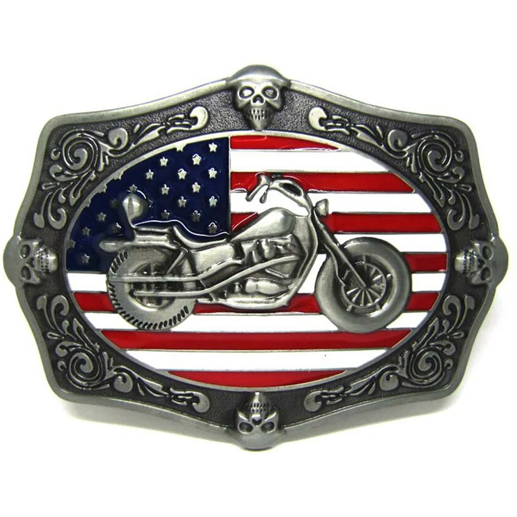 Vintage American Flag Heavy Metal Motorcycle Biker Rider Belt Buckle for Men