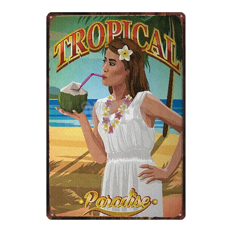 Tiki Bar жестяная вывеска металлическая пластина настенная паба кухня ресторан