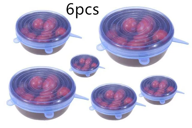 6Pcs blue 6/12pcs Silicone Stretch Lids Universal Lid Silicone Bowl Pot Lid Silicone Cover Pan Cooking Food Fresh Cover Microwave Cover - Цвет: 6Pcs blue