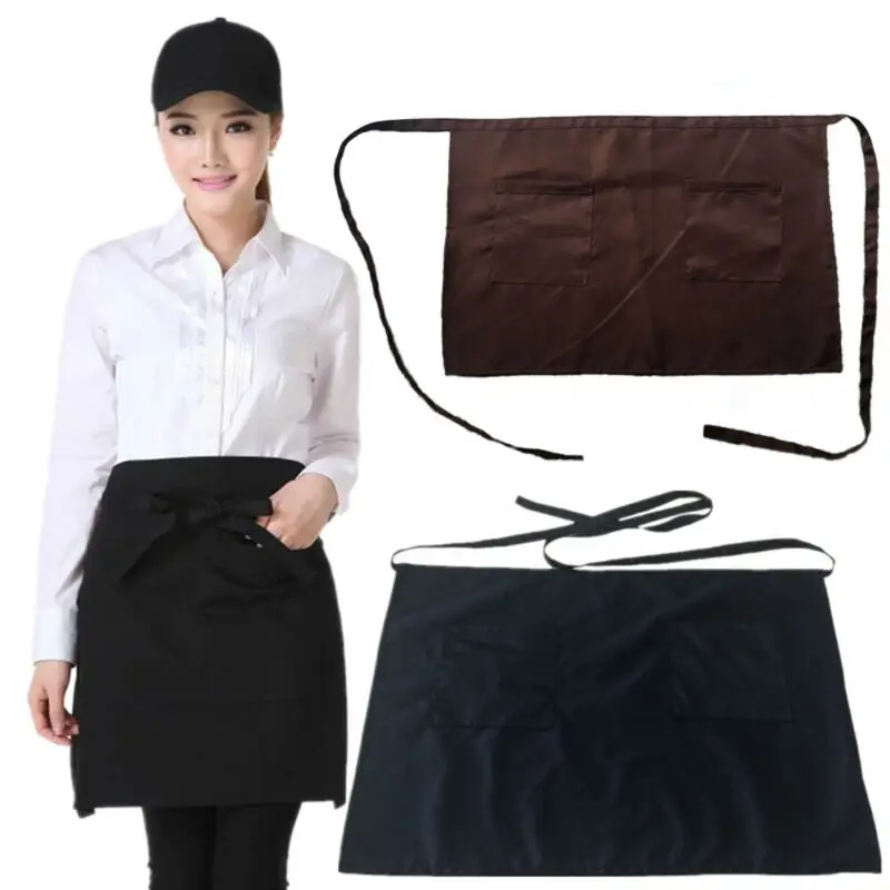 2020 Creative Universal Unisex Apron Short Waist Apron Kitchen Cooking Women Men Bar Aprons with Pocket for Chef Waiter Waitress