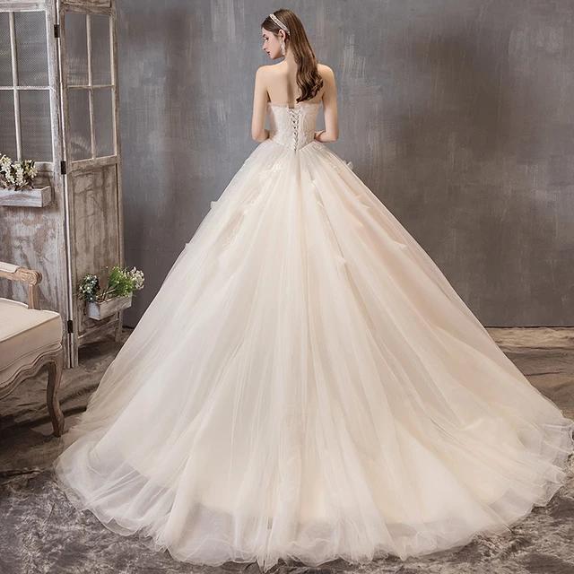 JKM047 White Tube Top Light Wedding Dress 2021 New Bridal Starry Sky Attendance Yarn Dream Princess Luxury Trailing Female 2