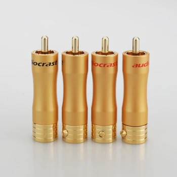 

4xAudiocrast R015 24K Gold Plated RCA Plug Adapter Audio Phono Gold Plated Solder Connector RCA Repair Ends HIFI 8MM Cable Plug