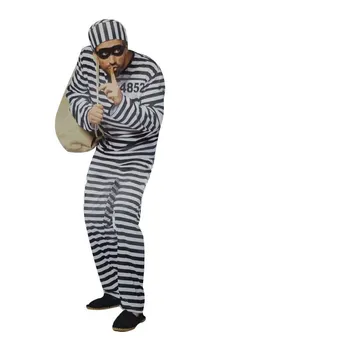 

Halloween Cosplay Costume Clothes Adult Child Striped Prisoner Costume Masquerade Costume Orange Prisoner Performance Suit