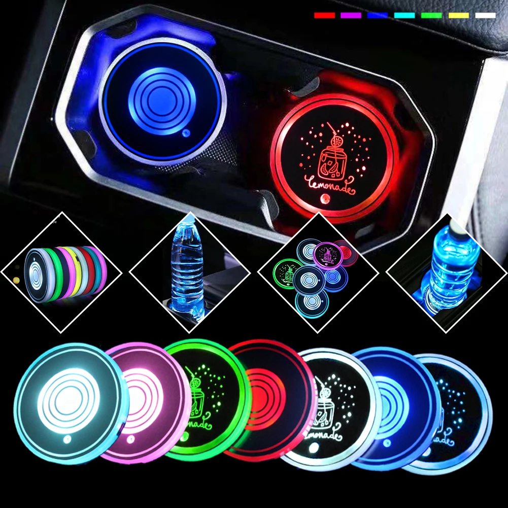 2 шт. светодиодный чашки коврик автомобильный держатель Зарядка через USB