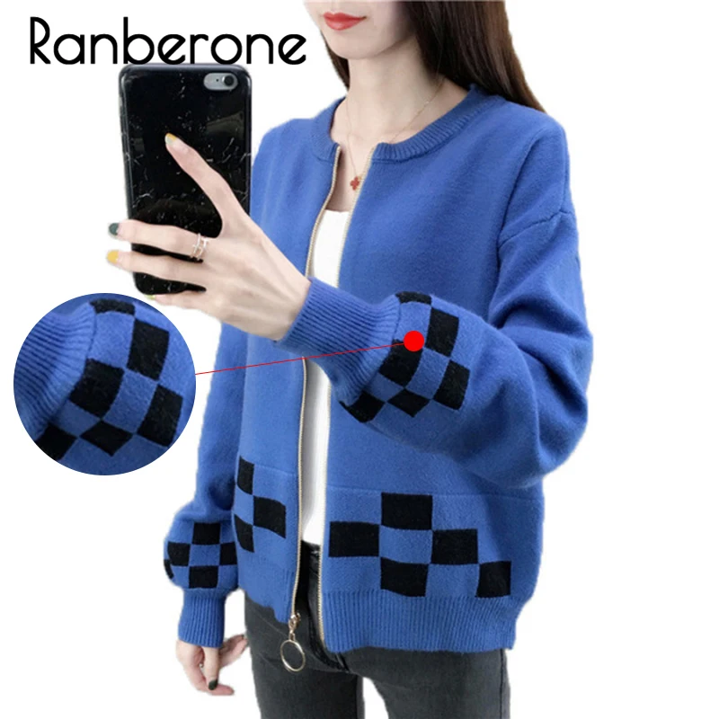 Zipper Cardigan Women 2019 New Autumn Winter Korean Long Sleeve Sweater Cardigan Female Knitted Jacket Sweater Coat Women Blue Zipper Cardigan Women 2019 New Autumn Winter Korean Long Sleeve Sweater Cardigan Female Knitted Jacket Sweater Coat Women Blue