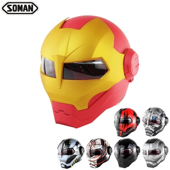 

Soman SM515 Flip up capacete motocicleta Motorbike Helmets DOT approved Motorcycle Helmet Full-face Iron Man robot style