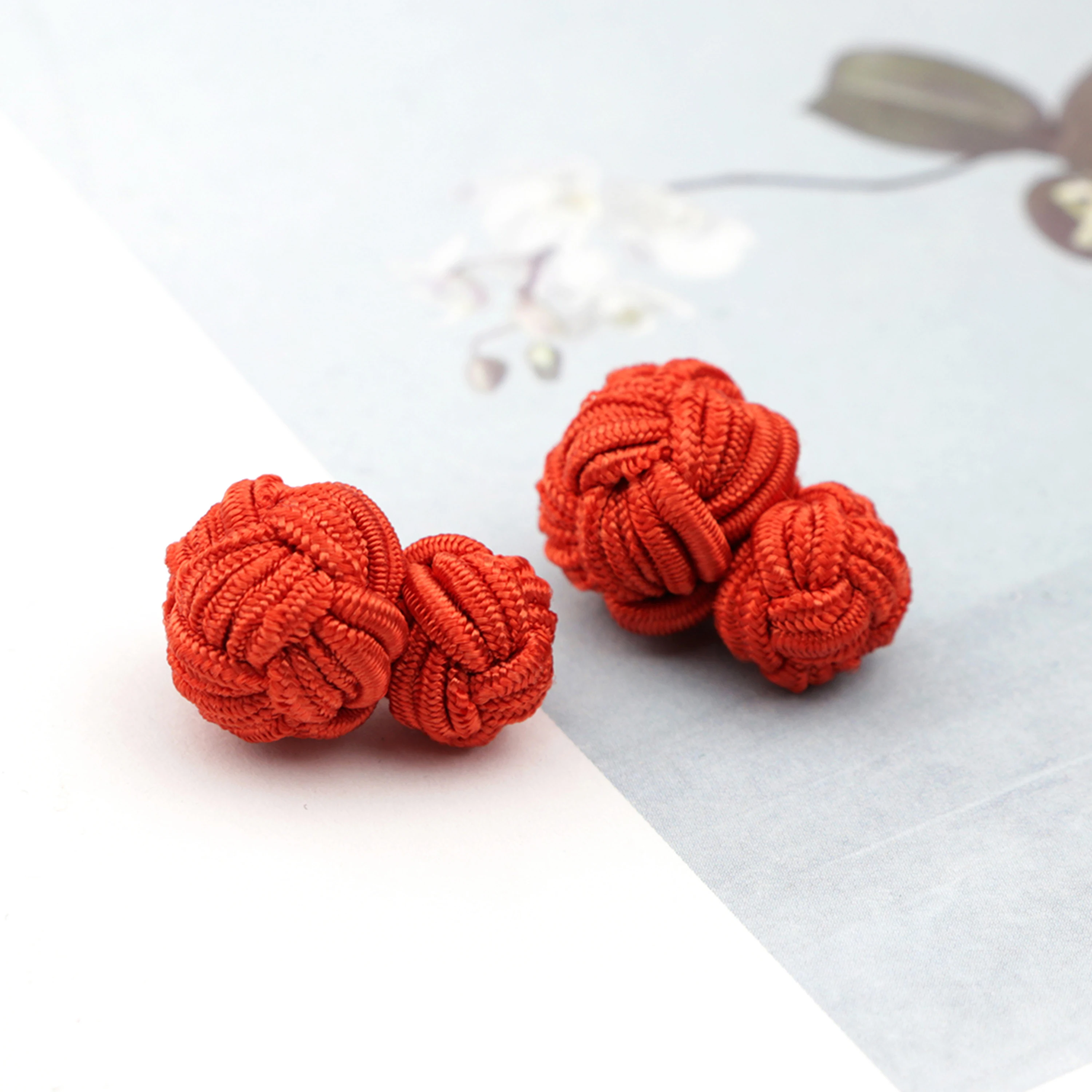 Colorful Double Rope Ball Knot Cufflinks Novelty Solid Colors Braided Handmade Elastic Upscale Men's Classic Cuff Links For Men - 6