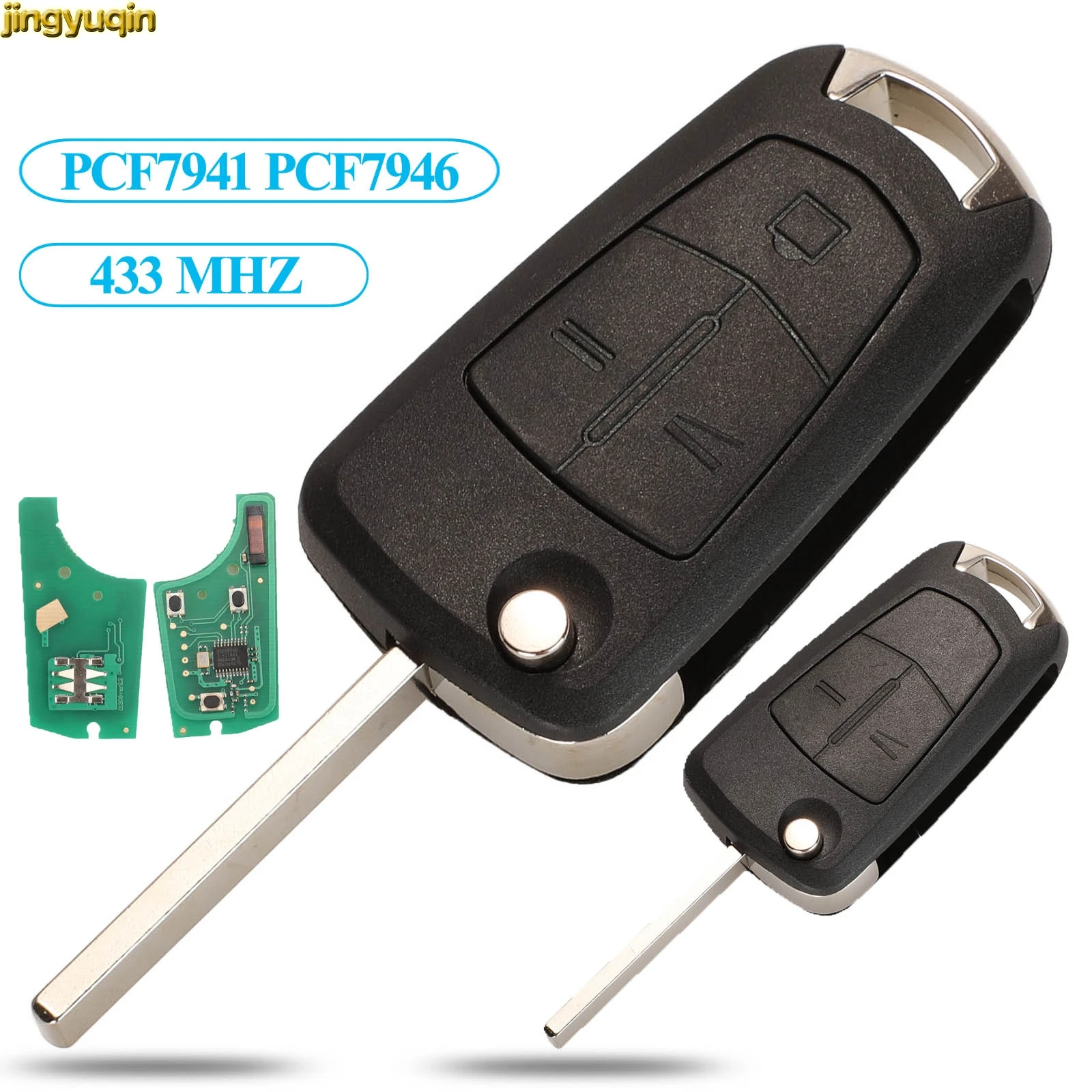 Jingyuqin 2/3 BTNS дистанционный Автомобильный ключ 433 МГц PCF7941/PCF7946 для Opel/Vauxhall Astra H Vectra C