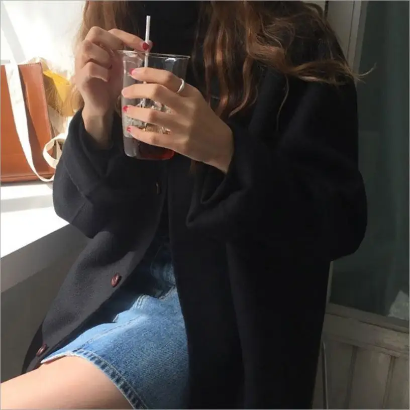 2021 Spring High End Handmade Short Popular Single Breasted Loose Casual Women 100% Wool Coat Woolen Jacket petite long puffer coat Coats & Jackets