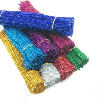 

100pcs 30cm Glitter Chenille Stems Pipe Cleaners Plush Tinsel Stems Wired Sticks Kids Educational DIY Craft Supplies Toys Craf