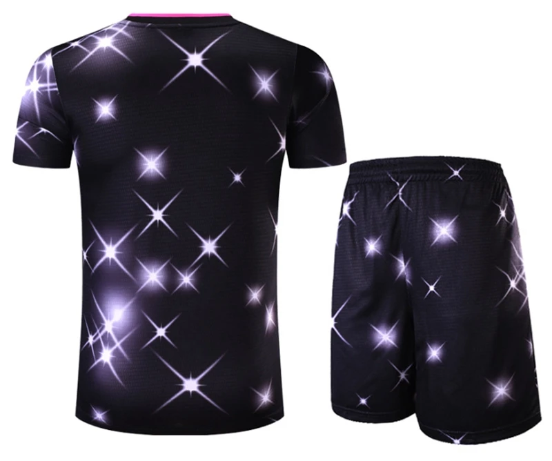 Quality Breathable Fashion Stars Flashing Running Short Sleeve Sports Suit T-shirt Jerseys Shorts Unisex Men Women Soccer Sets